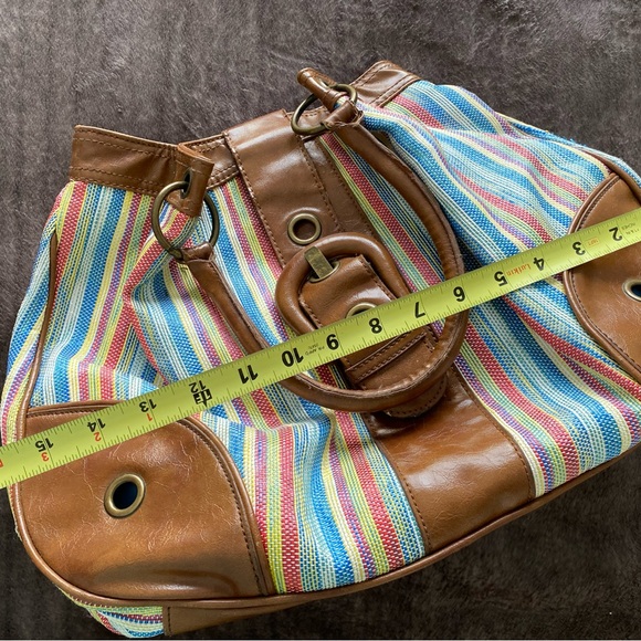 Aldo Colorful Striped Shoulder Bag with Brown Accents - Picture 10 of 12